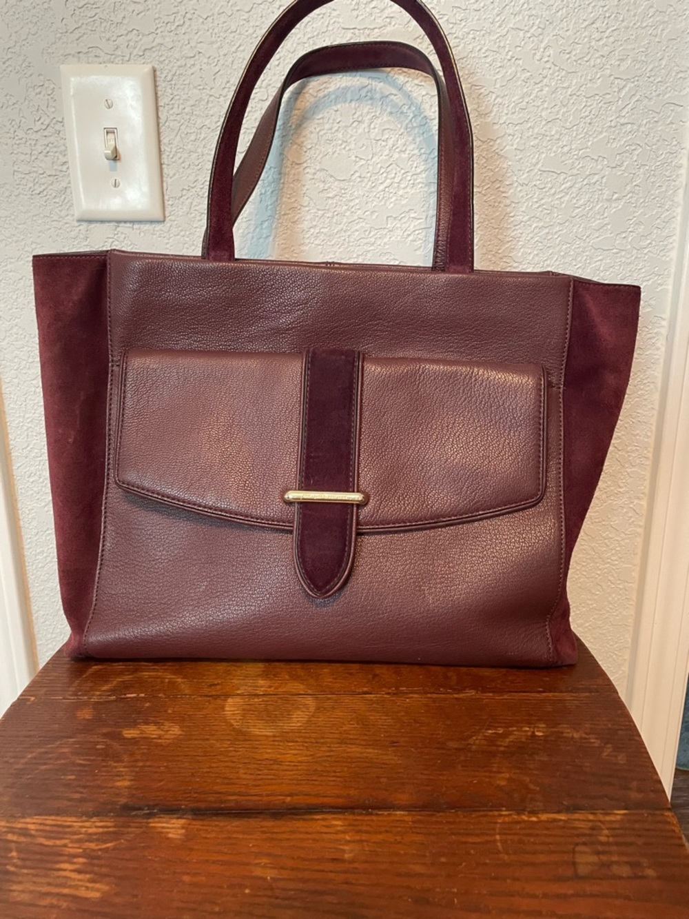 Kate Spade Burgundy leather and suede tote!